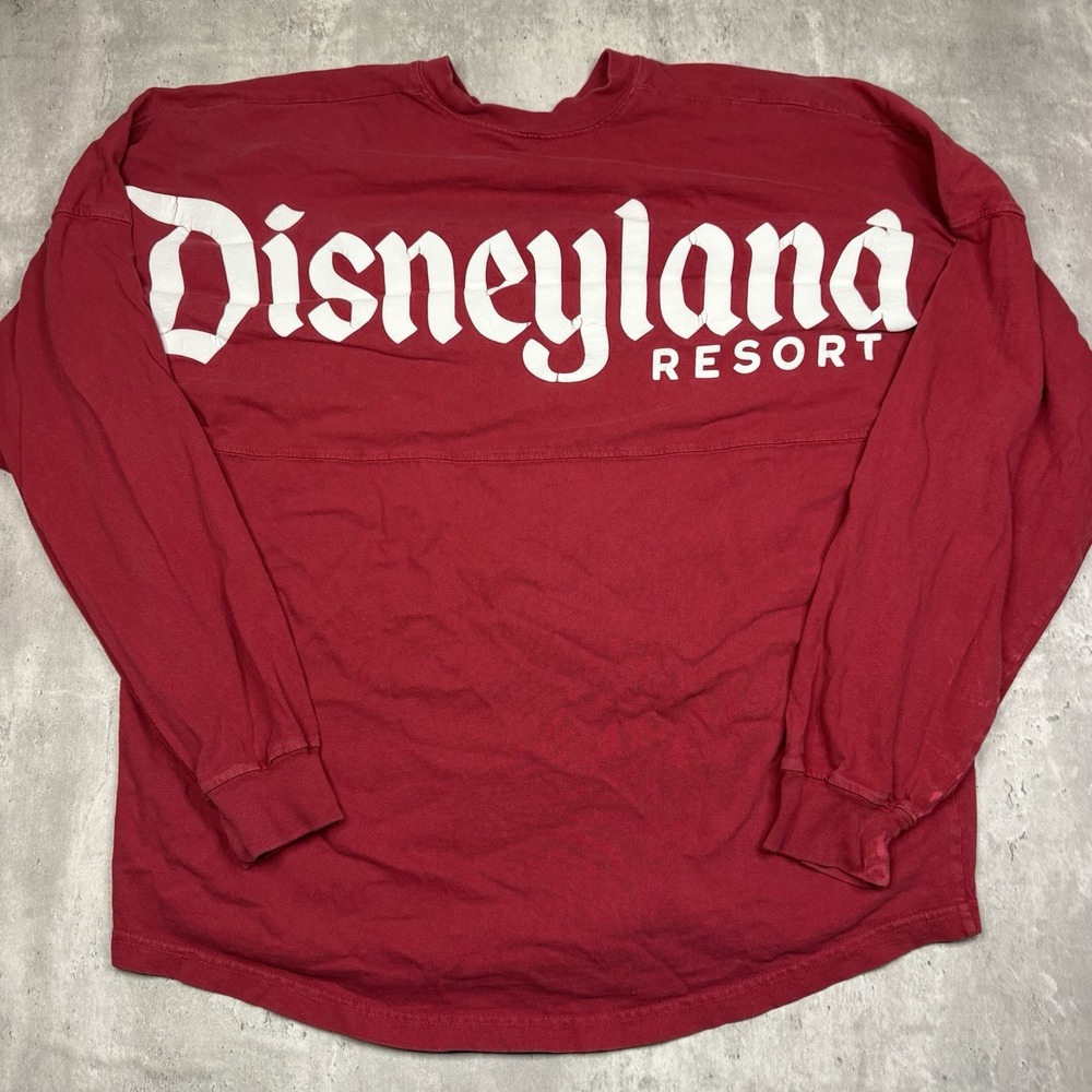 Disneyland Spirit Jersey Shirt Adult Large Red Disney Crewneck Parks Long Sleeve